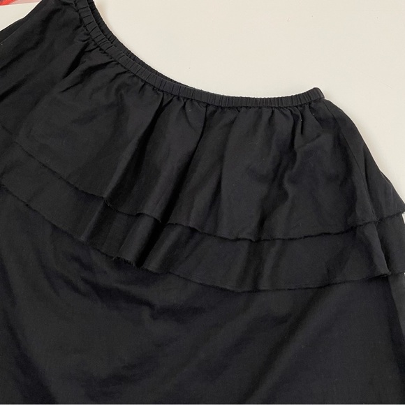 Chan Luu Lexington One Shoulder Ruffle Top Black - Picture 9 of 11